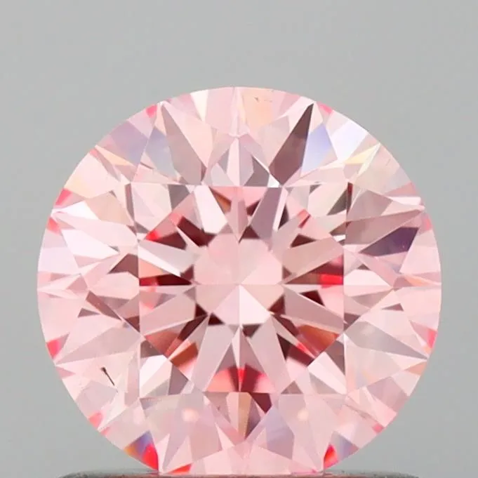 0.91ct Round Lab Grown Diamond (Colour Fancy Vivid Pink, Clarity VS1, Cut EX, IGI Certified)