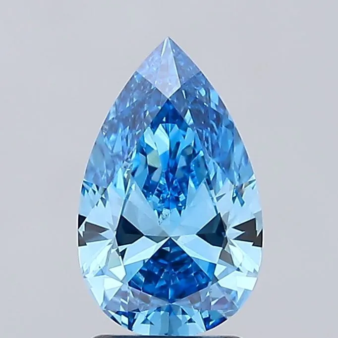 2.02ct Pear Lab Grown Diamond (Colour Fancy Vivid Blue, Clarity VS2, IGI Certified)