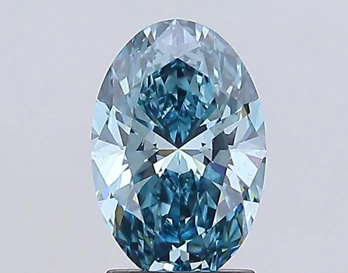 2.06ct Oval Lab Grown Diamond (Colour Fancy Vivid Blue, Clarity VS2, IGI Certified)