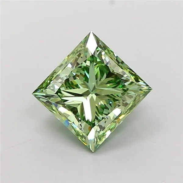 2.51ct Princess Lab Grown Diamond (Colour Fancy Vivid Green, Clarity VVS2, IGI Certified)
