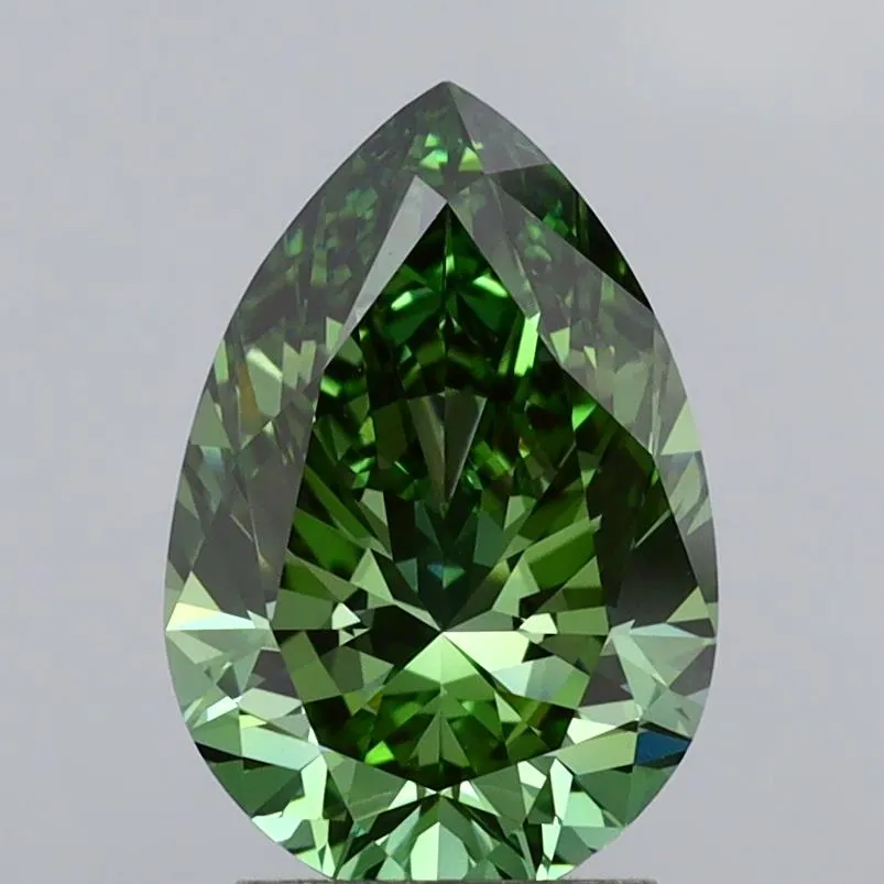 2.74ct Pear Lab Grown Diamond (Colour Fancy Vivid Green, Clarity VVS2, IGI Certified)
