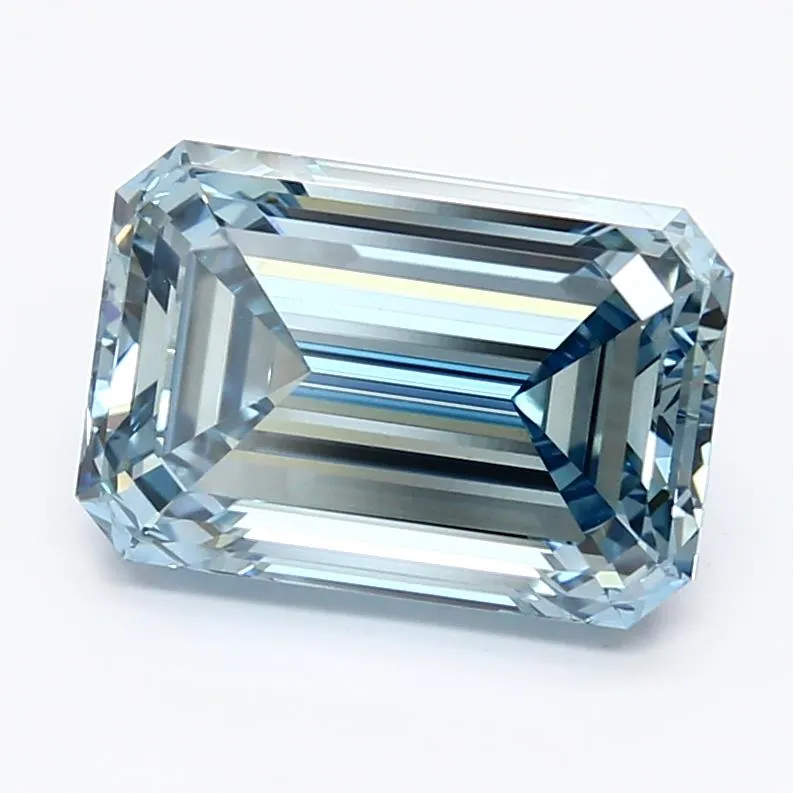 3.00ct Emerald Lab Grown Diamond (Colour Fancy Vivid Blue, Clarity VS1, IGI Certified)