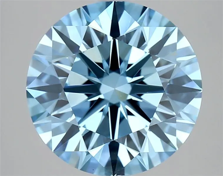 3.06ct Round Lab Grown Diamond (Colour Fancy Vivid Blue, Clarity VS1, Cut ID, IGI Certified)