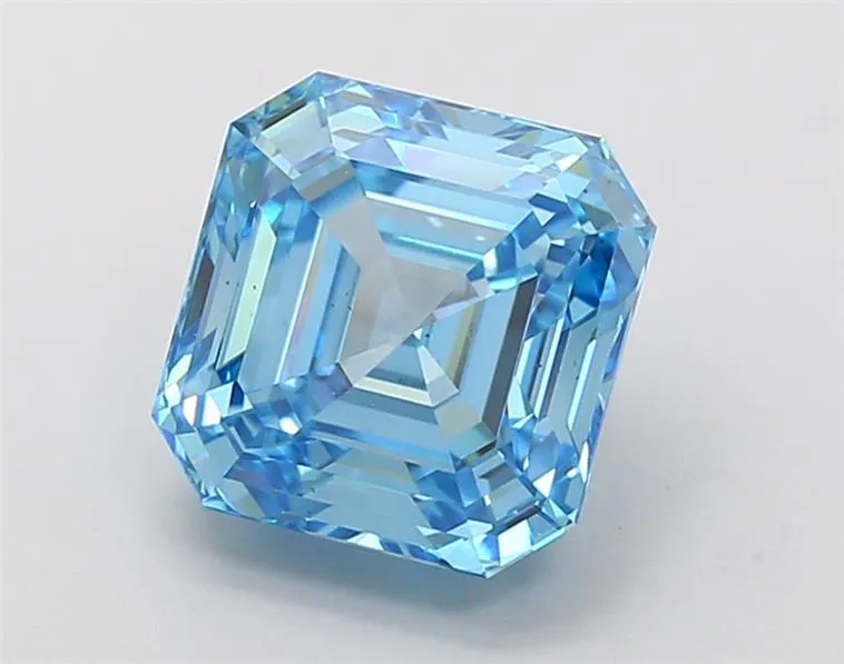 3.08ct Square emerald Lab Grown Diamond (Colour Fancy Vivid Blue, Clarity VS2, IGI Certified)
