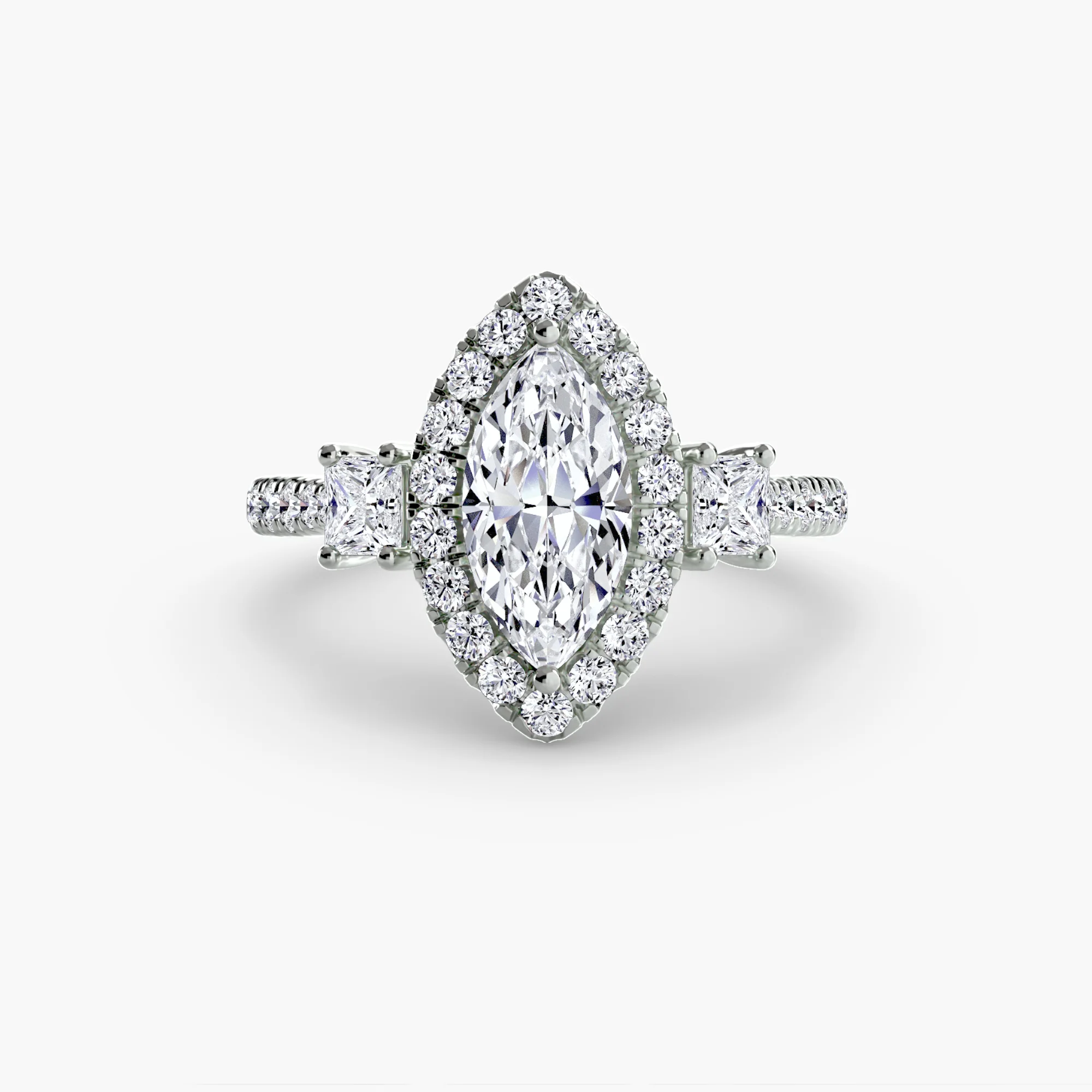 Three-Stone Ring with Halo 2 - Image 11