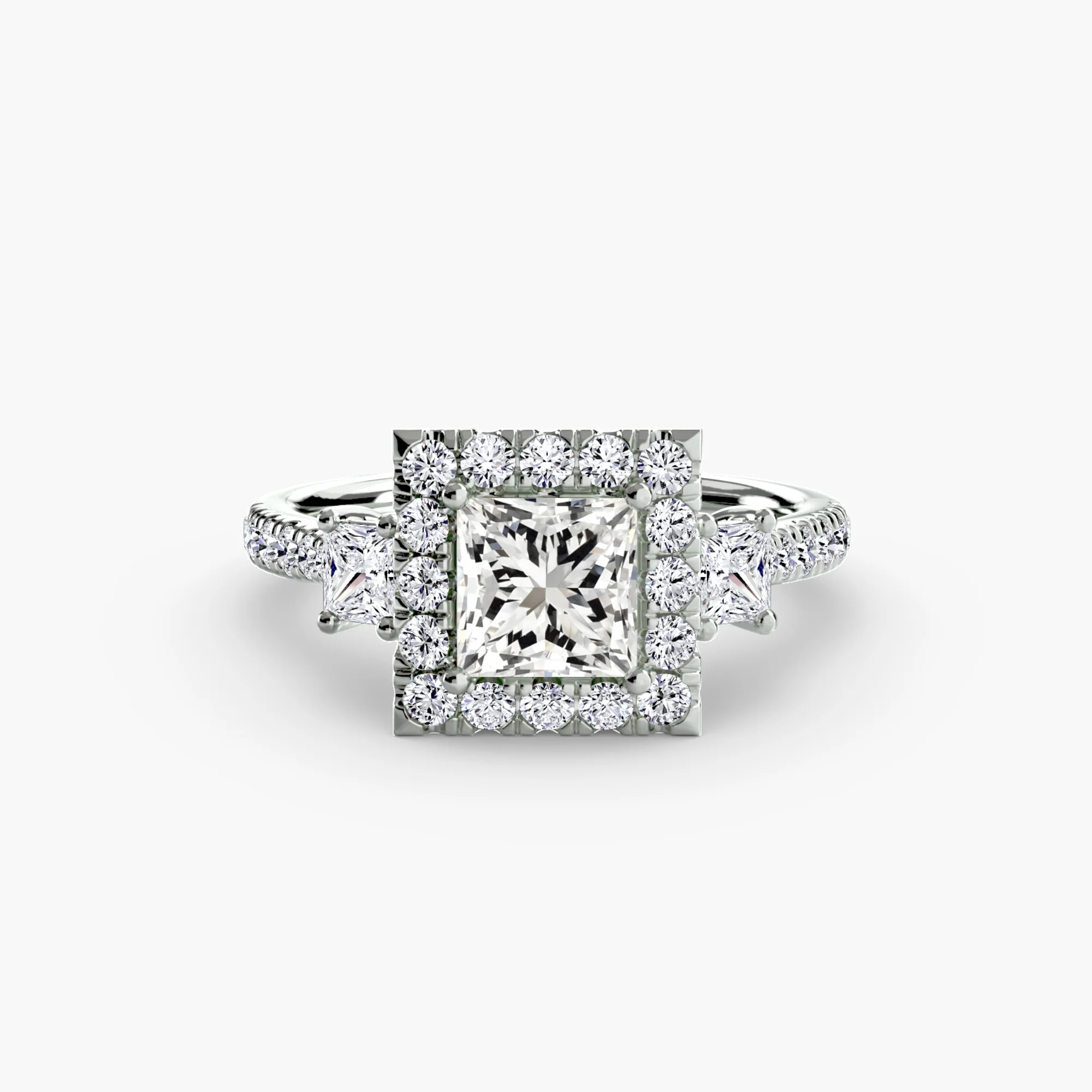 Three-Stone Ring with Halo 2 - Image 3