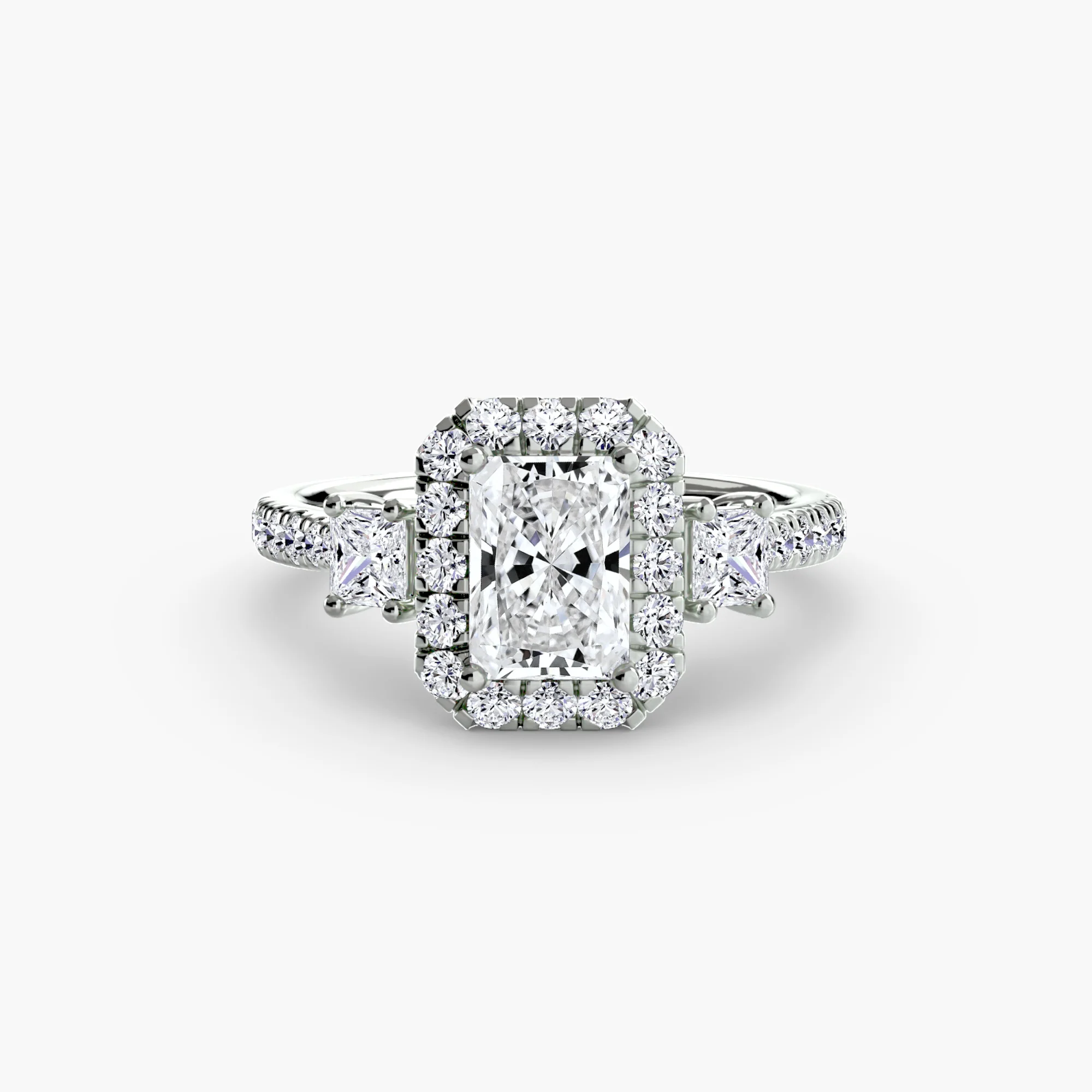 Three-Stone Ring with Halo 2 - Image 9