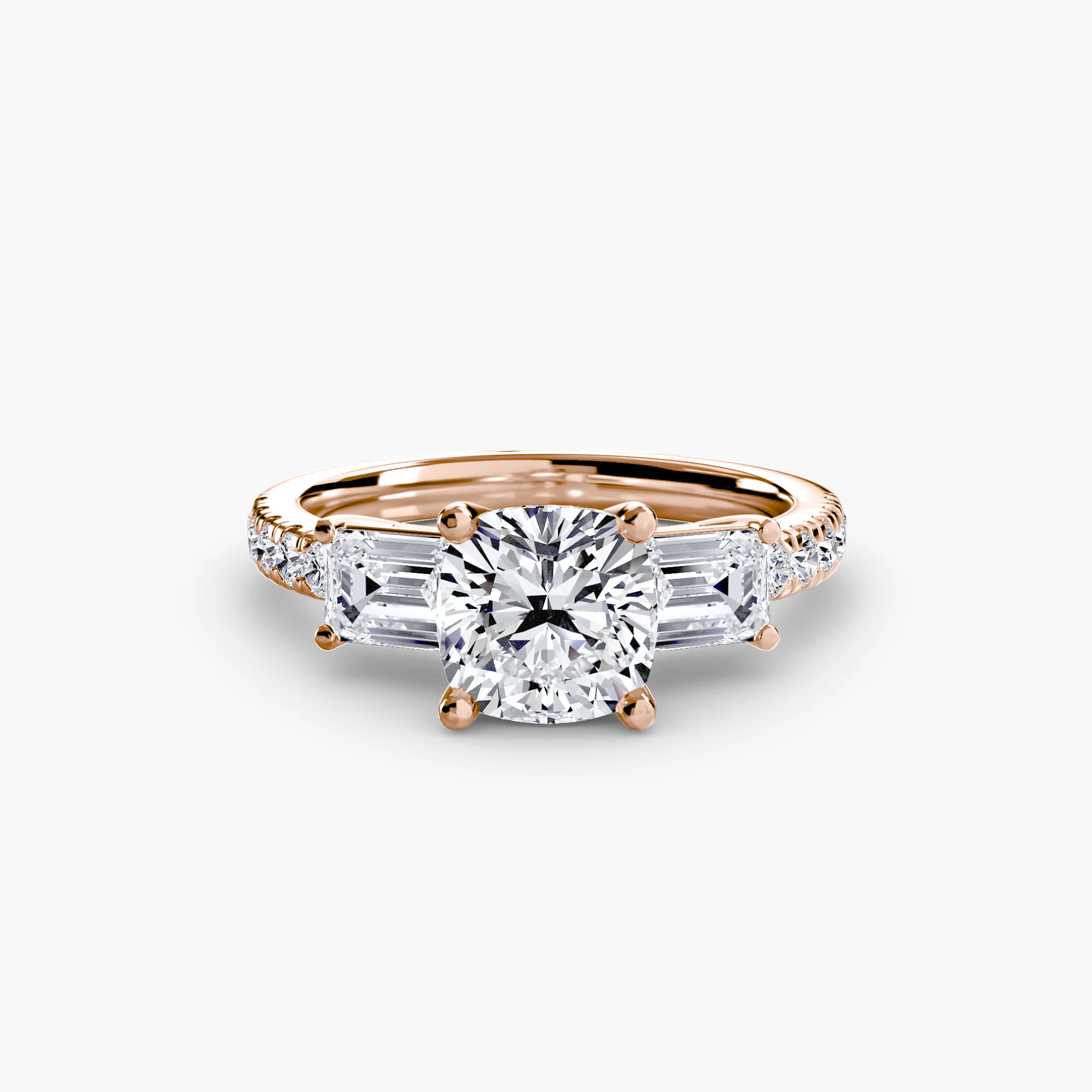 Three-Stone Ring with Pavé Band 4 - Image 23