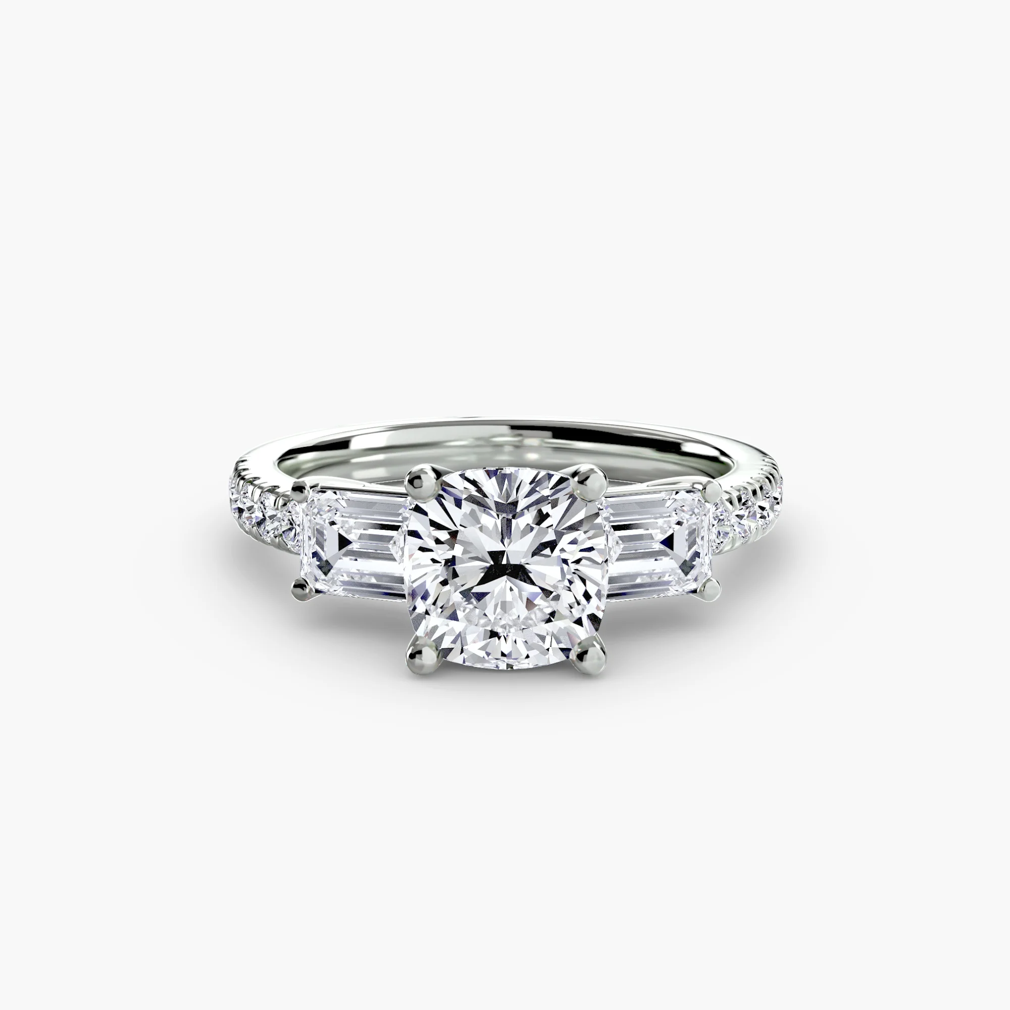 Three-Stone Ring with Pavé Band 4 - Image 4
